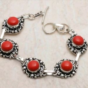 New coral sterling silver bracelet